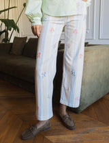 Jean à rayures & brodé Nissy