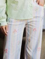 Jean à rayures & brodé Nissy