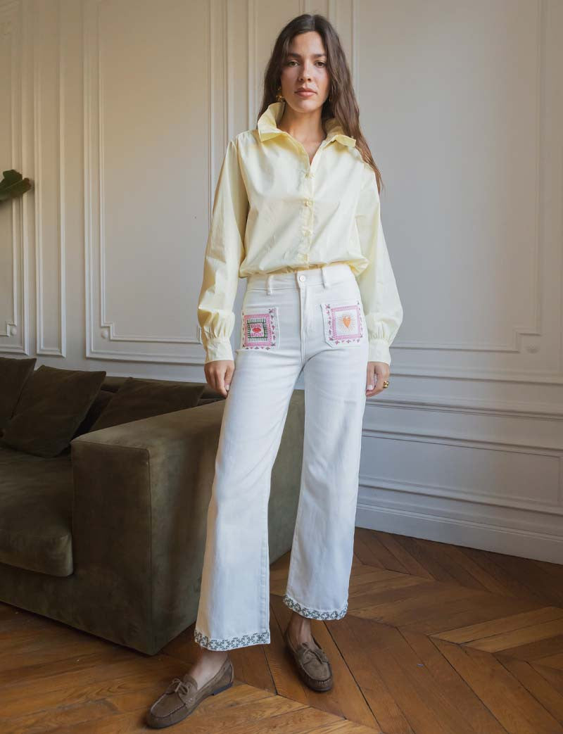 Jean blanc Bisou