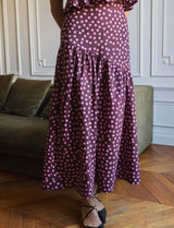 Jupe à pois bordeaux & rose Marisol