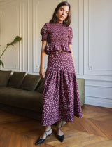 Jupe à pois bordeaux & rose Marisol