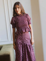 Jupe à pois bordeaux & rose Marisol