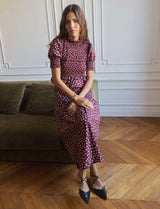 Jupe à pois bordeaux & rose Marisol