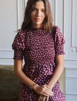 Top à pois bordeaux & rose Paloma