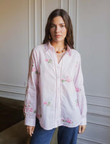 Chemise rose brodée Sabela