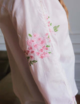 Chemise rose brodée Sabela