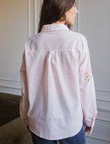 Chemise rose brodée Sabela