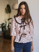 Blouse rose & marron Dafné