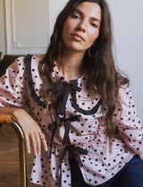 Blouse rose & marron Dafné