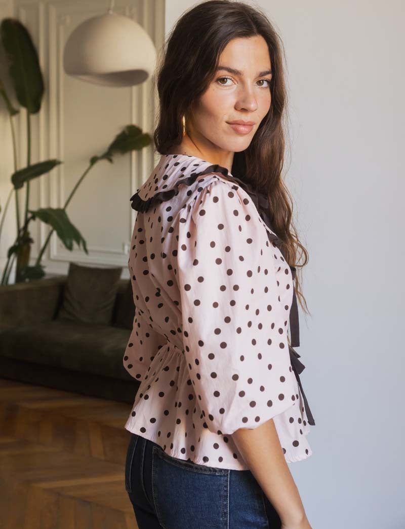 Blouse rose & marron Dafné