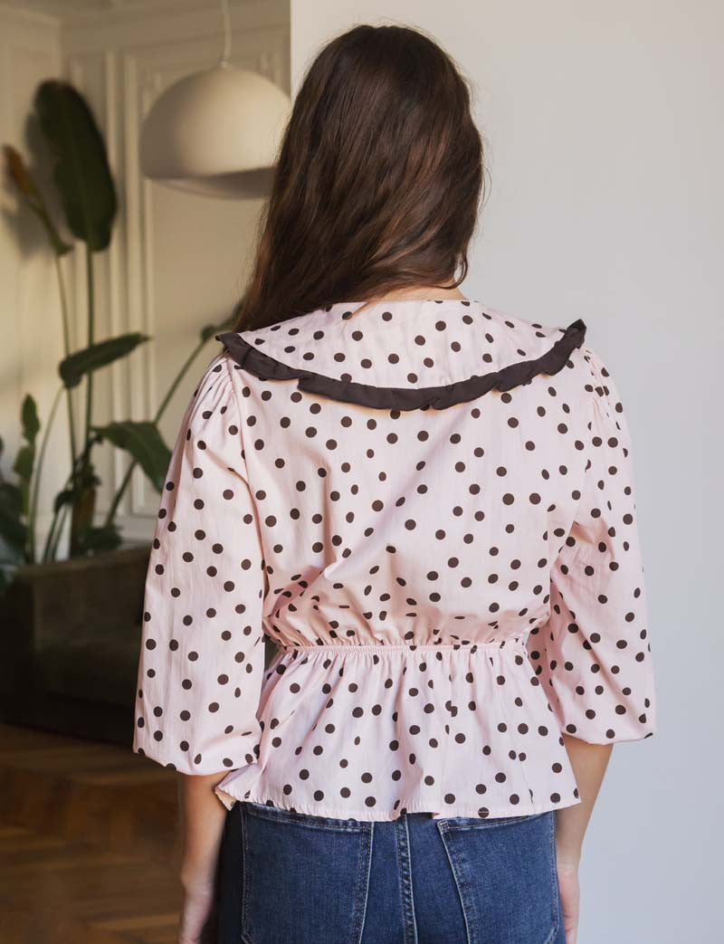 Blouse rose & marron Dafné