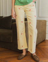 Jean à rayures jaune & cerises