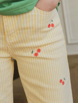 Jean à rayures jaune & cerises