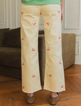 Jean à rayures jaune & cerises