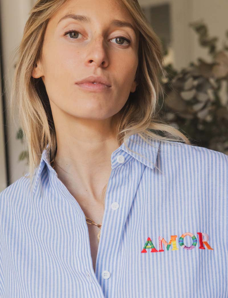 Chemise à rayures ciel Amor