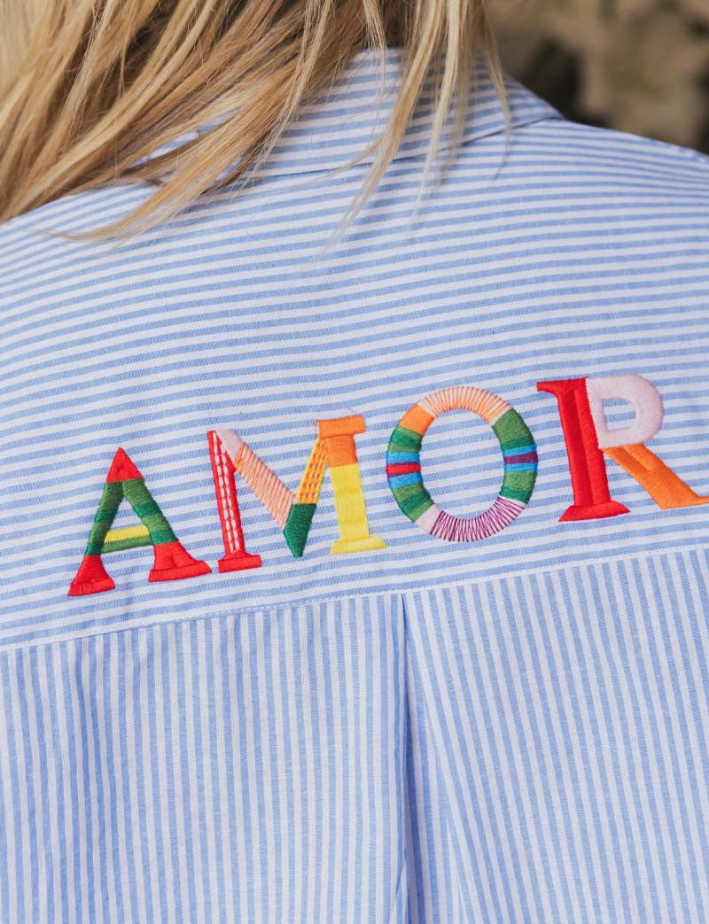 Chemise à rayures ciel Amor