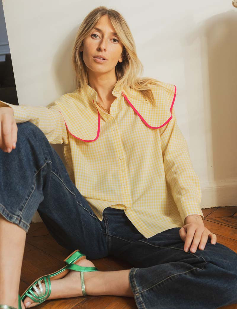 Chemise vichy jaune Claudio