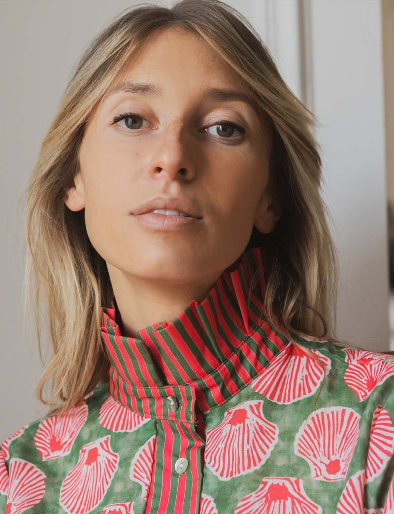 Chemise verte & rayures Coquillage