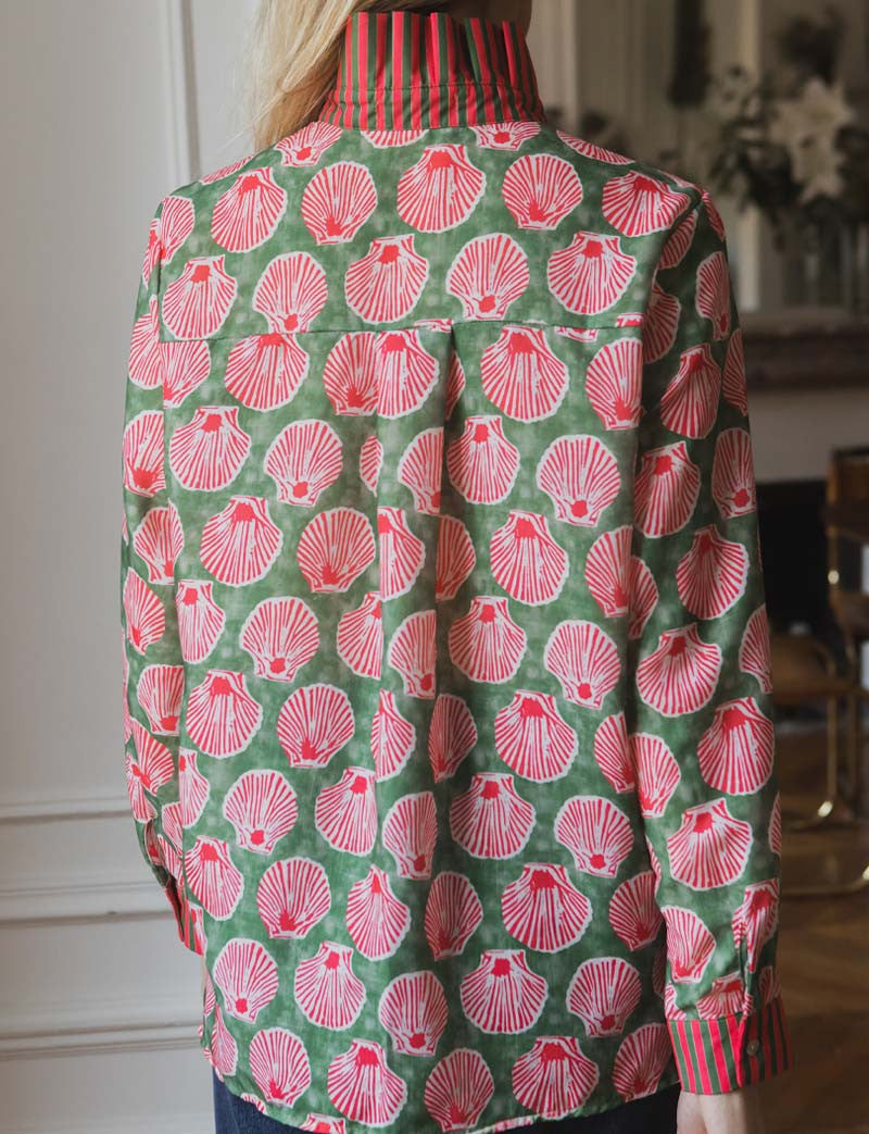 Chemise verte & rayures Coquillage