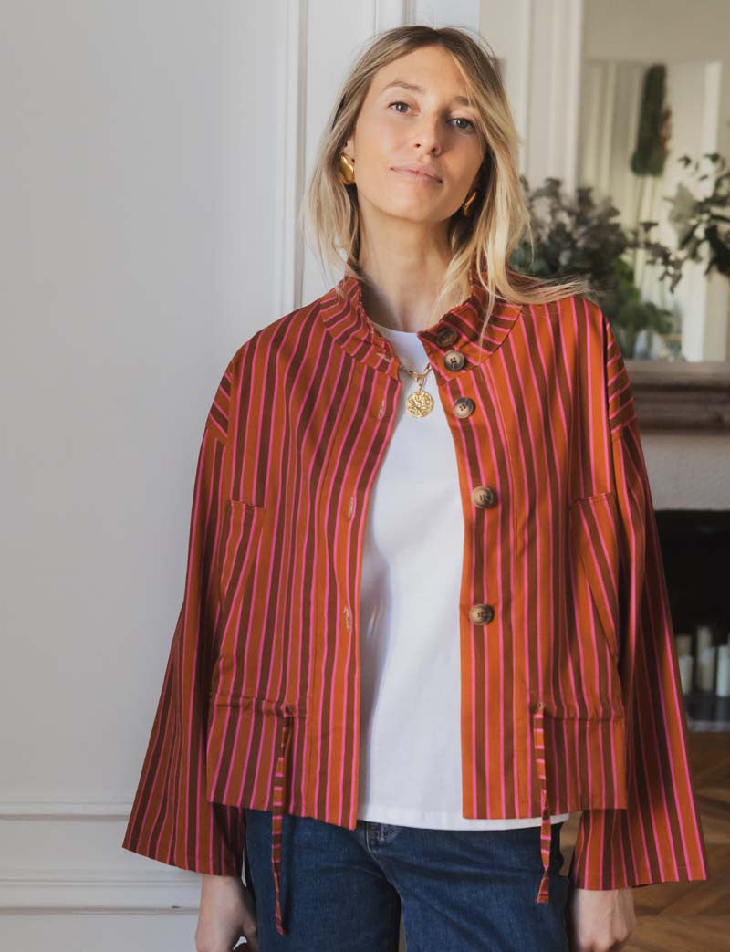Veste à rayures terracotta Ophel