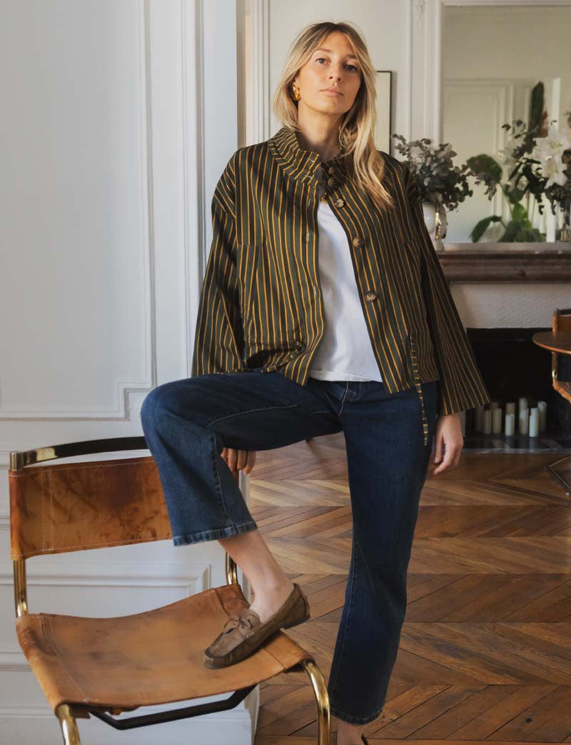 Veste à rayures olive Ophel