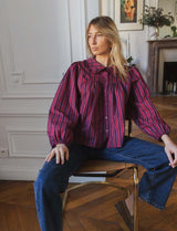 Chemise à rayures prune Himsa