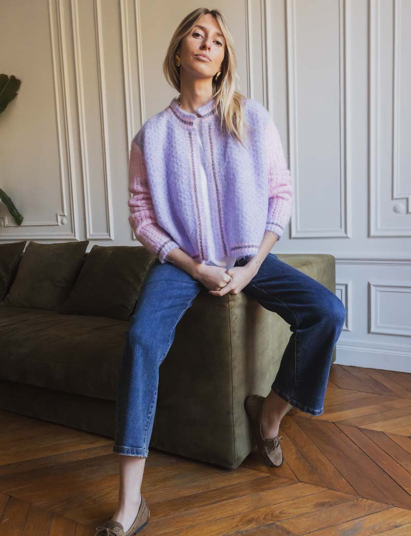 Gilet lilas & rose Aldin