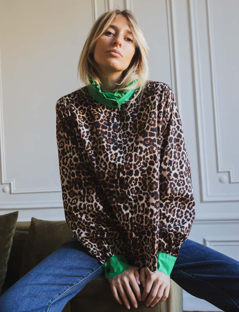 Chemise léopard & verte Gustava