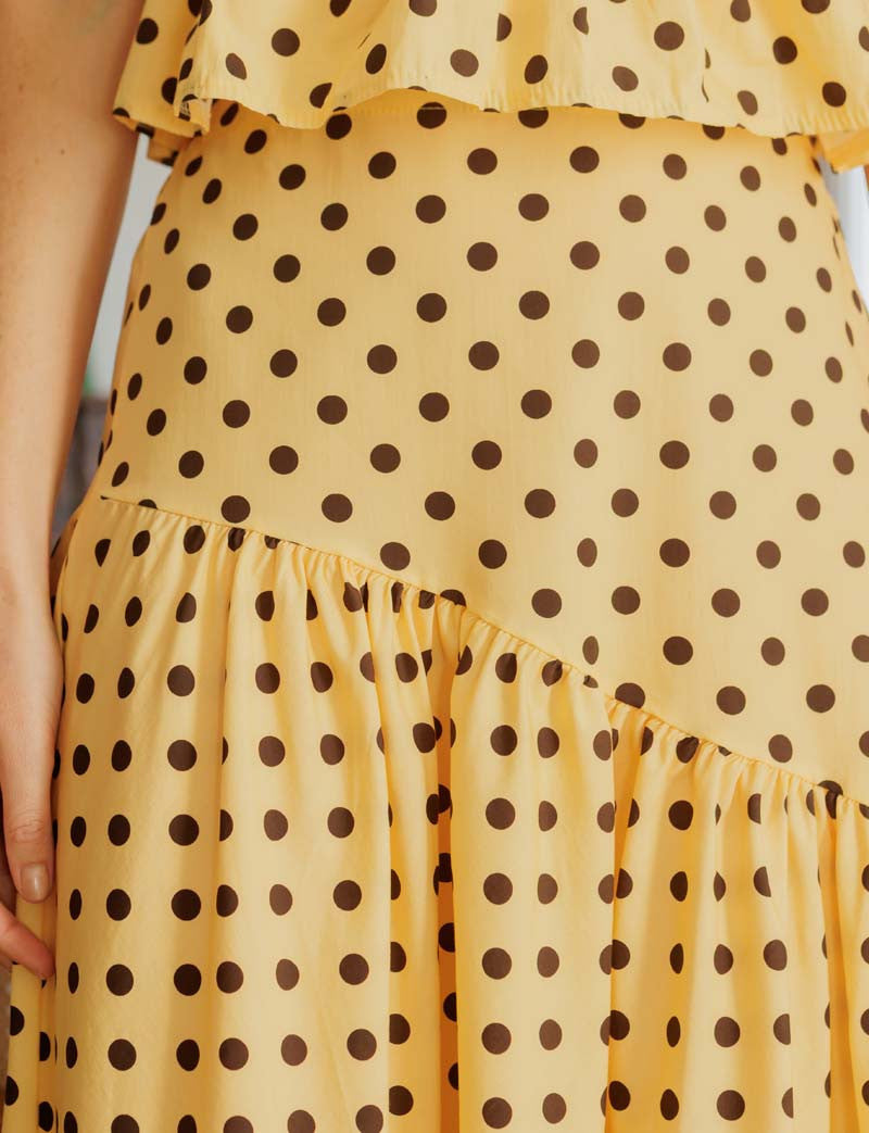 Jupe à pois jaune & choco Marisol