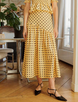 Jupe à pois jaune & choco Marisol