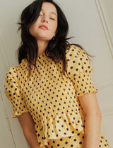 Top à pois jaune & choco Paloma