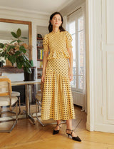 Top à pois jaune & choco Paloma