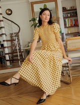 Top à pois jaune & choco Paloma