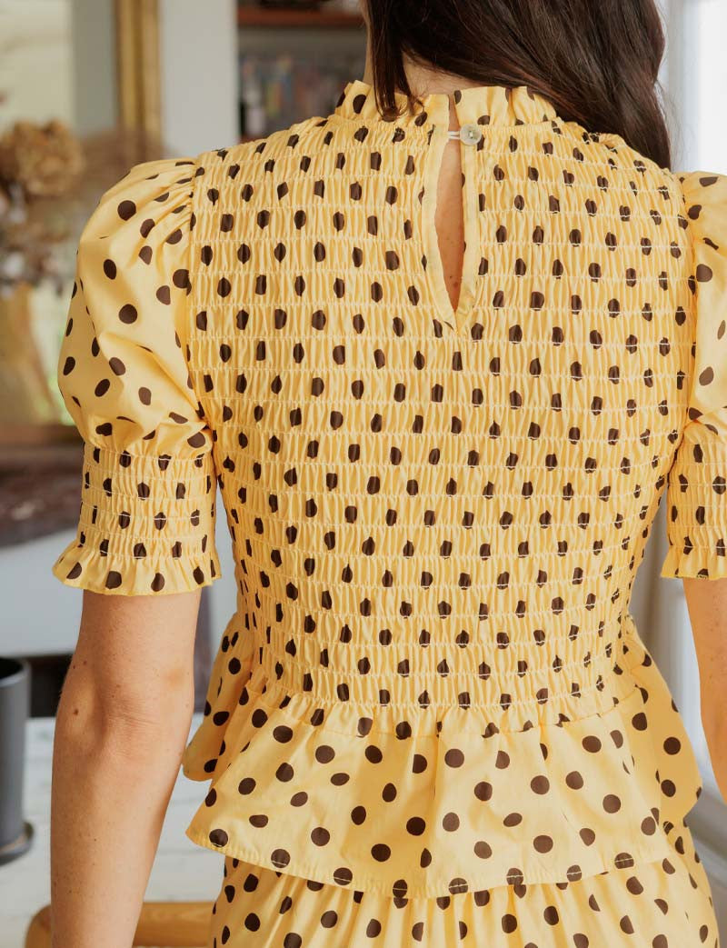 Top à pois jaune & choco Paloma