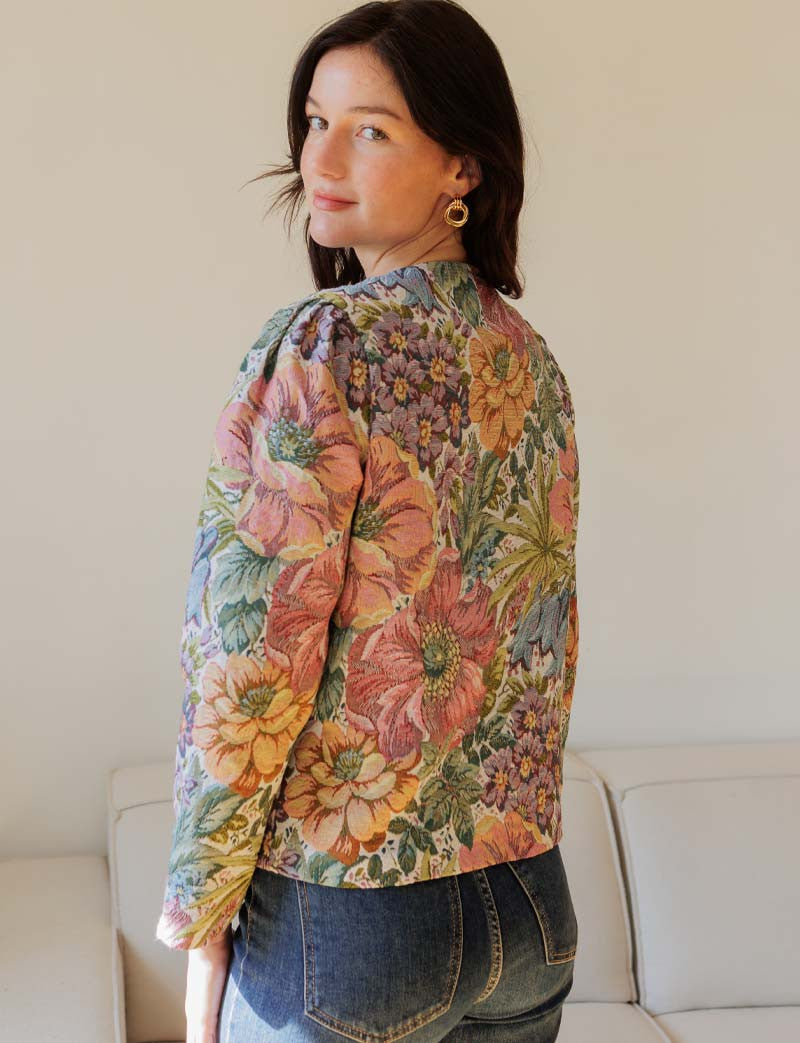 Veste en jacquard fleuri Gila