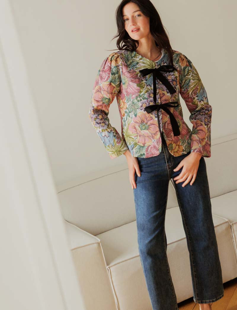 Veste en jacquard fleuri Gila