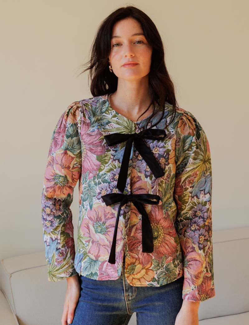 Veste en jacquard fleuri Gila