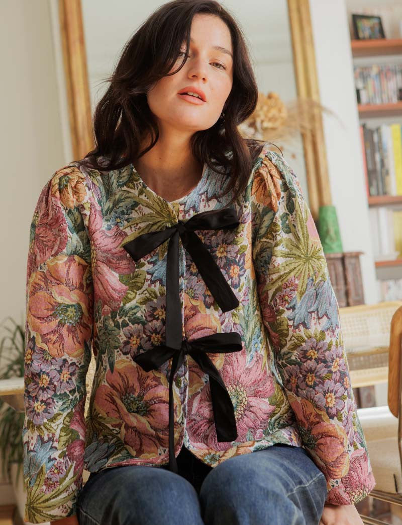 Veste en jacquard fleuri Gila
