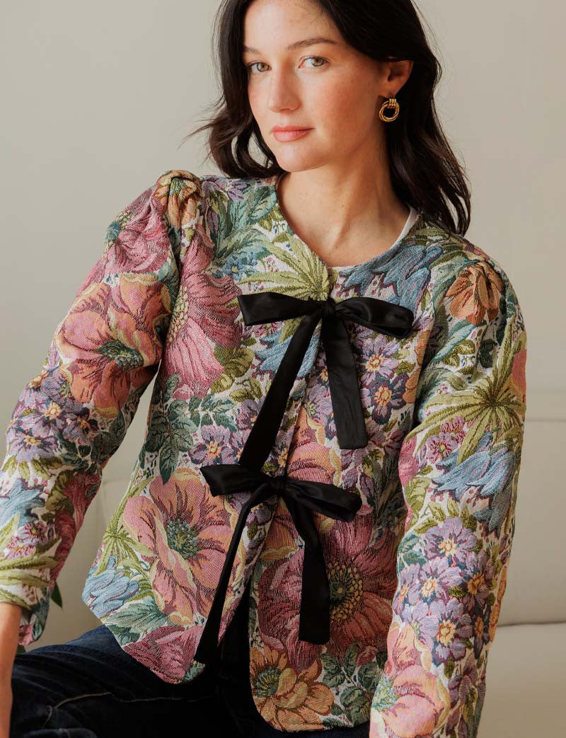 Veste en jacquard fleuri Gila