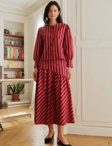 Jupe à rayures rose & bordeaux Rosalia