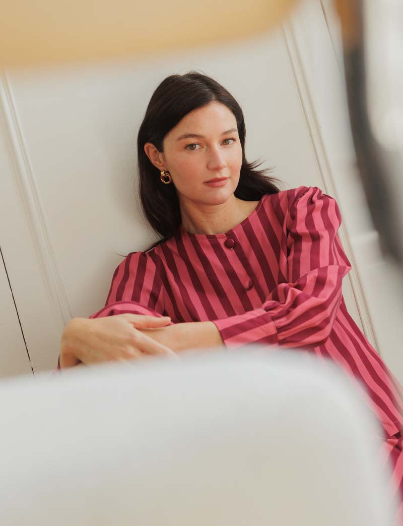 Blouse à rayures rose & bordeaux Solana