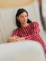 Blouse à rayures rose & bordeaux Solana