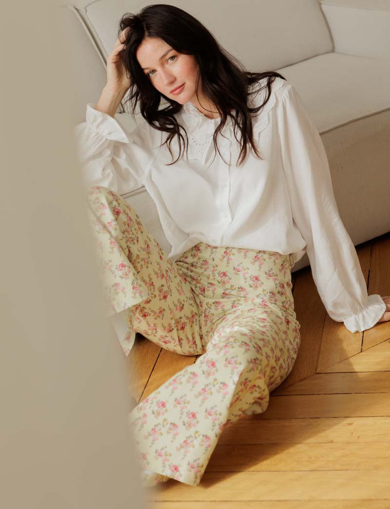 Jean jaune fleuri Yalli