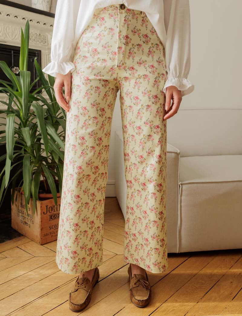 Jean jaune fleuri Yalli