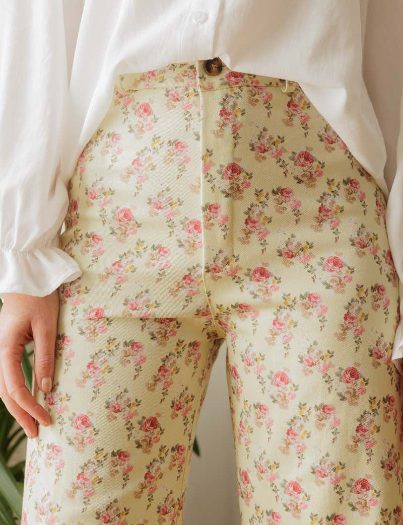 Jean jaune fleuri Yalli