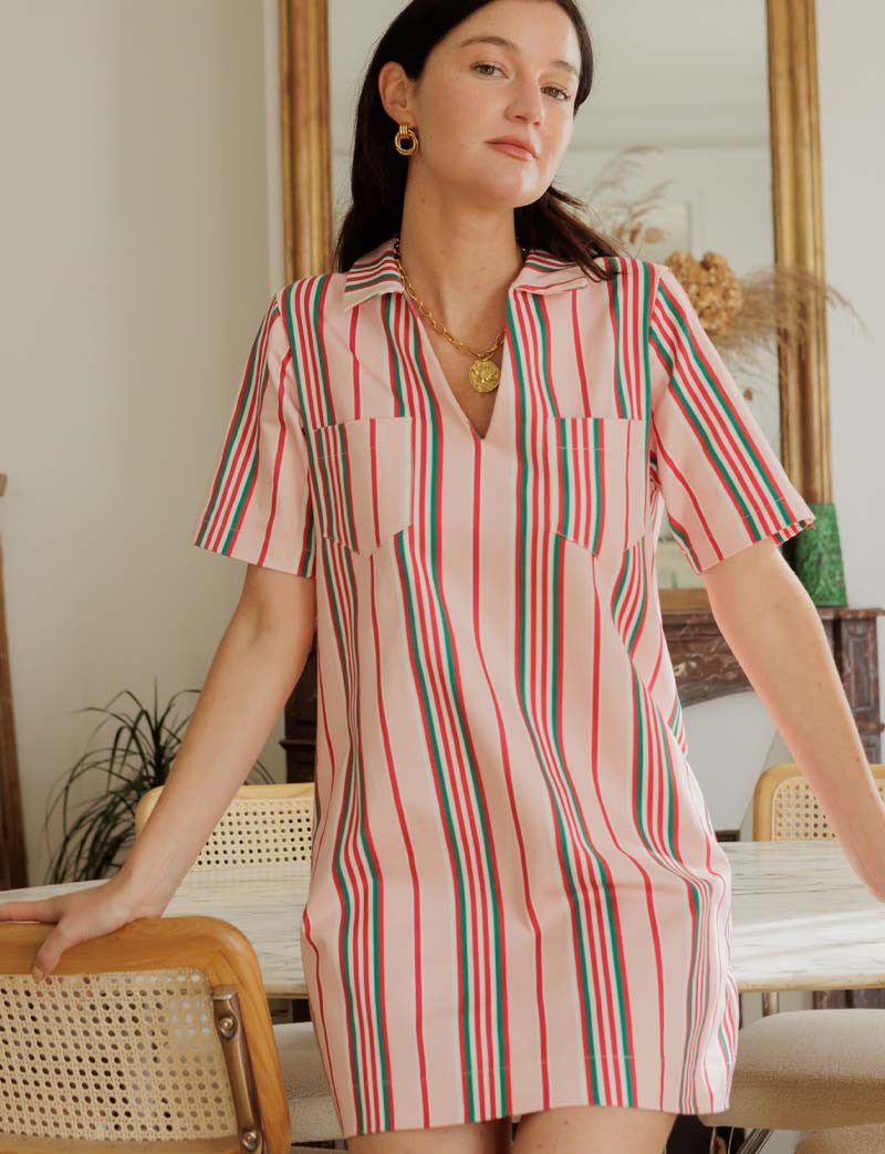 Robe rose à rayures Monett