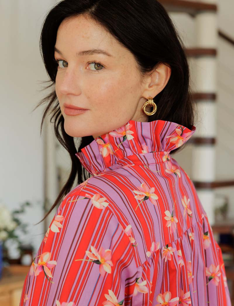 Chemise rayée & fleurie Gustava