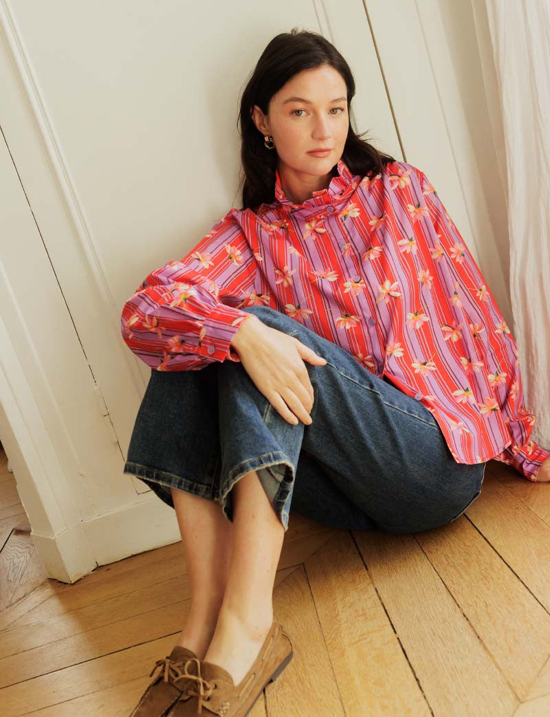 Chemise rayée & fleurie Gustava