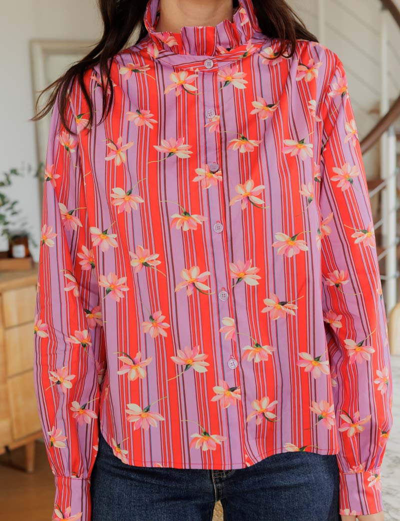 Chemise rayée & fleurie Gustava
