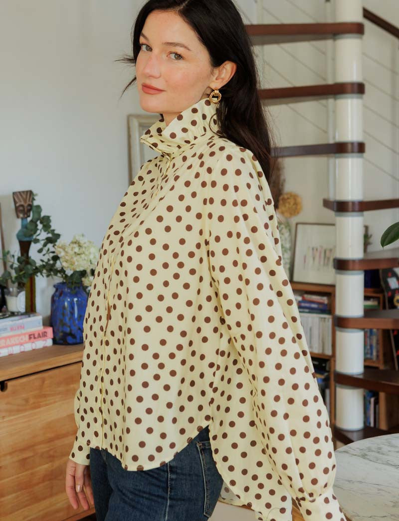 Chemise à pois jaune & choco Gustava